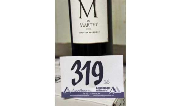 36 flessen wijn Bordeaux, M de Martet, 2015